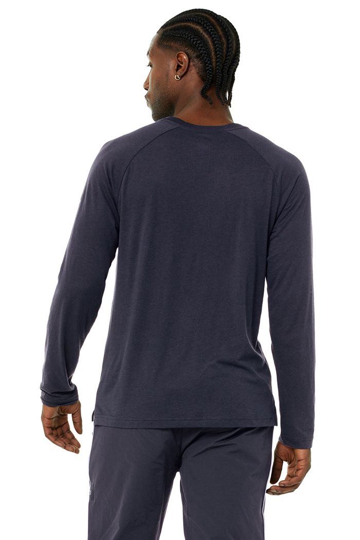 Alo Yoga Triumph Tee Long Sleeve Herr Svarta | 2145360-PG