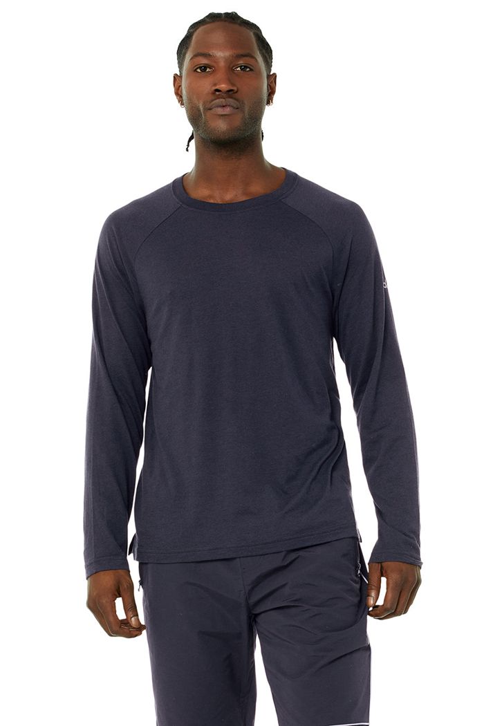 Alo Yoga Triumph Tee Long Sleeve Herr Svarta | 2145360-PG