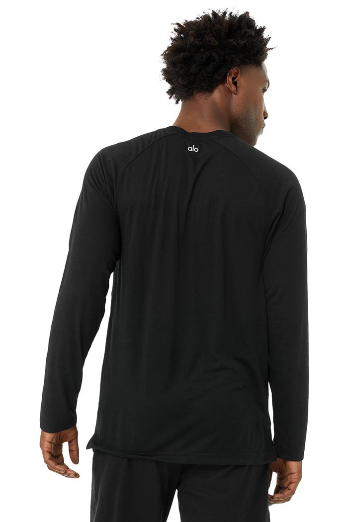 Alo Yoga Triumph Tee Long Sleeve Herr Svarta | 8096437-EY