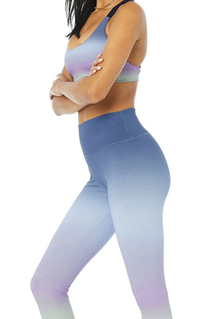 Alo Yoga Vapor High-Midja Gradient Dusk Leggings Dam Blå | 3591240-KJ