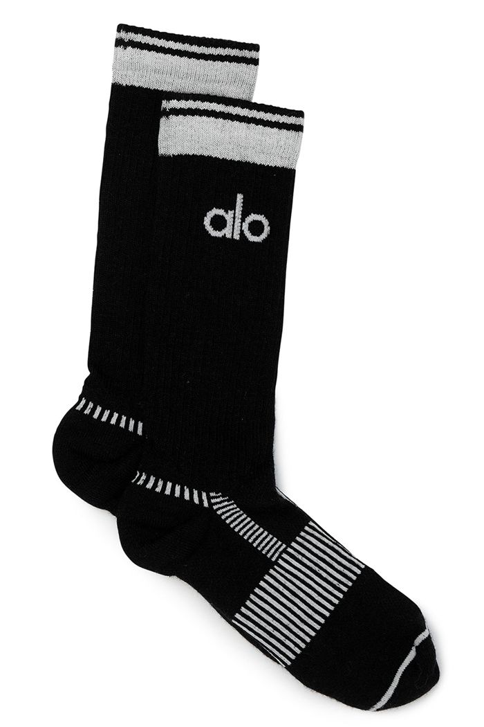 Alo Yoga Wool-Tech Crew Strumpor Dam Svarta | 7841026-NO